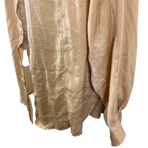 Davi & Dani Womens Satin Balloon Long Sleeve Button Up Collared Shirt Top sz M - Picture 8 of 16
